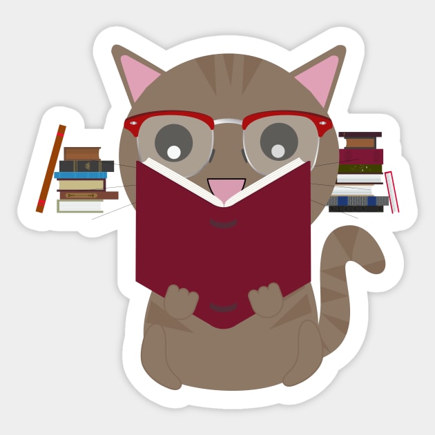 Reader Cat Sticker by DROLO